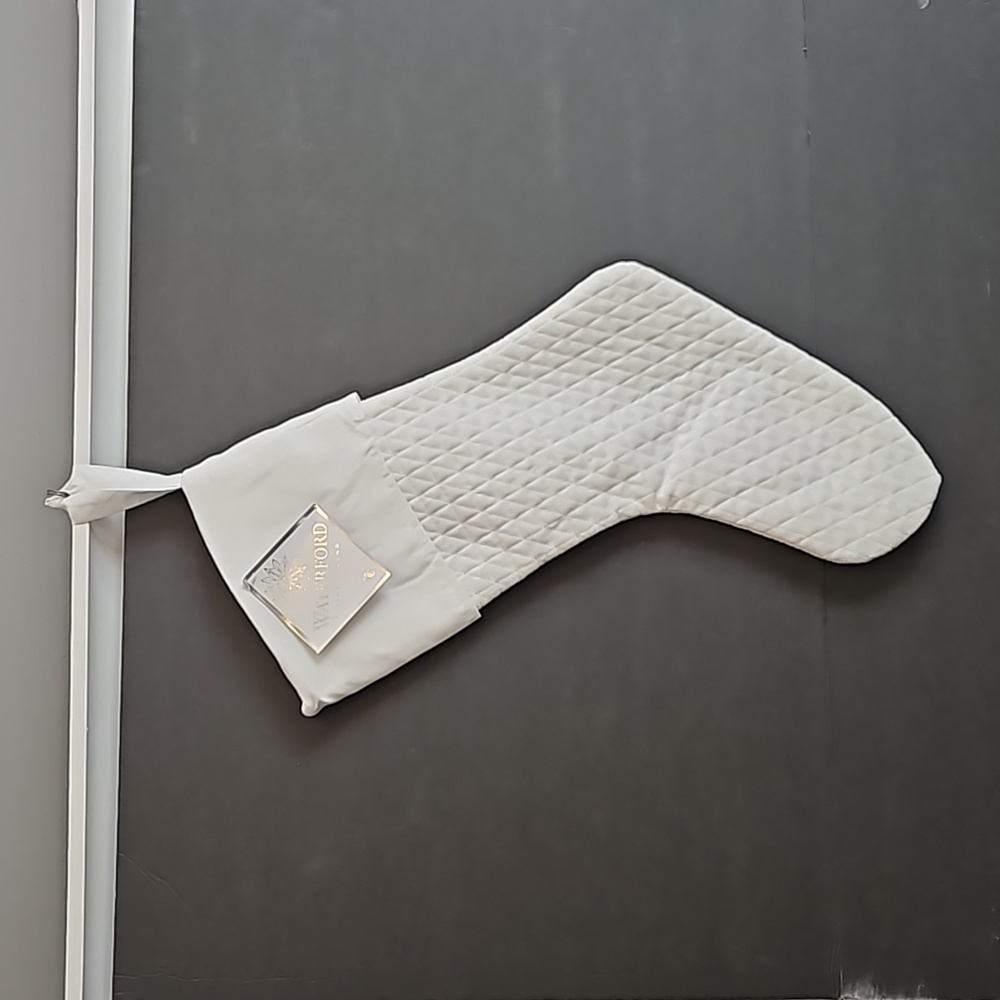 Waterford Fine Linens winter white cream quilted Christmas stocking